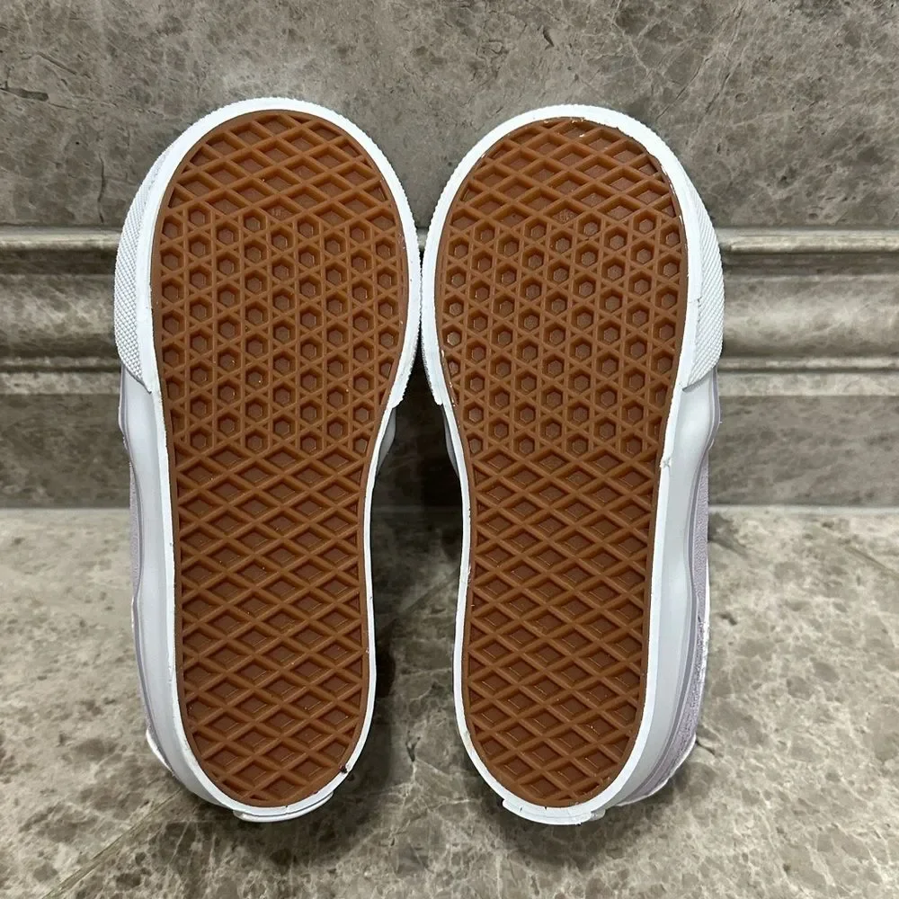 Vans Brooklyn Lifestyle Shoes Canvas NEW Kids Size 8 Purple Shimmer Velcro